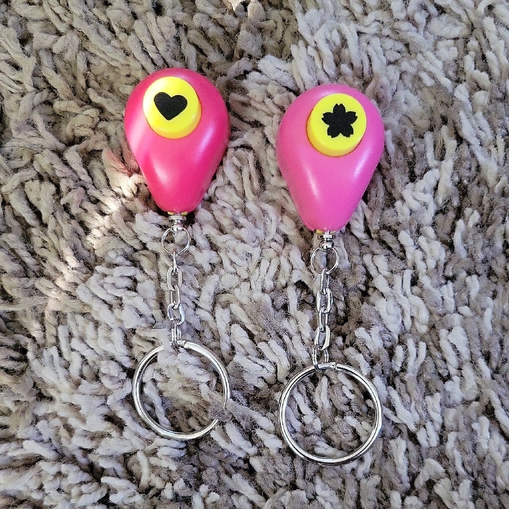 Heart And Cherry Blossom Confetti Punch Keychain Set